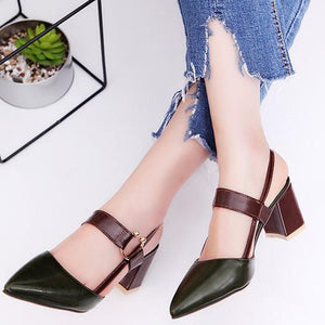 Chunky Heel Pointed Cap-toe Maternity Sandals