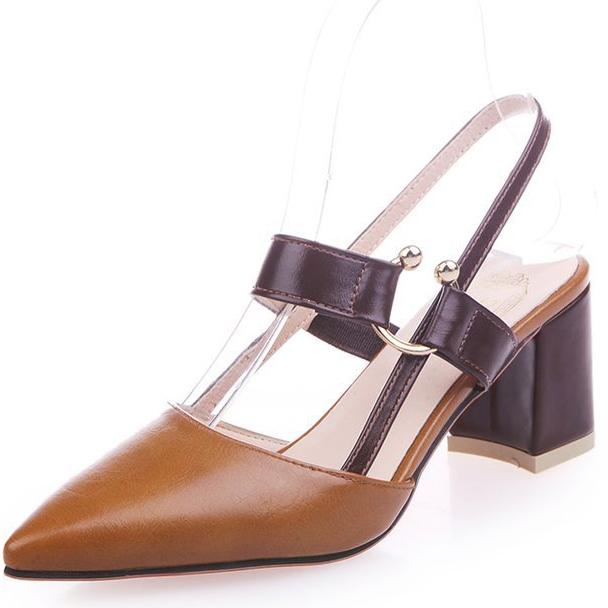Chunky Heel Pointed Cap-toe Maternity Sandals