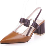 Chunky Heel Pointed Cap-toe Maternity Sandals