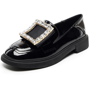Women's PU Closed Flats With Rhinestone - Glamix Maternity