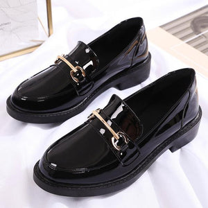 Black Closed Toe Patent Leather Maternity Flats