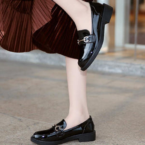 Black Closed Toe Patent Leather Maternity Flats