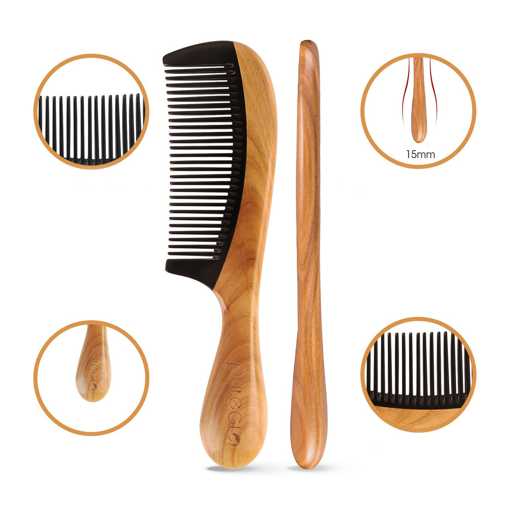 Anti-static Horn Wide Tooth Wooden Hair Comb – pureGLO Naturals