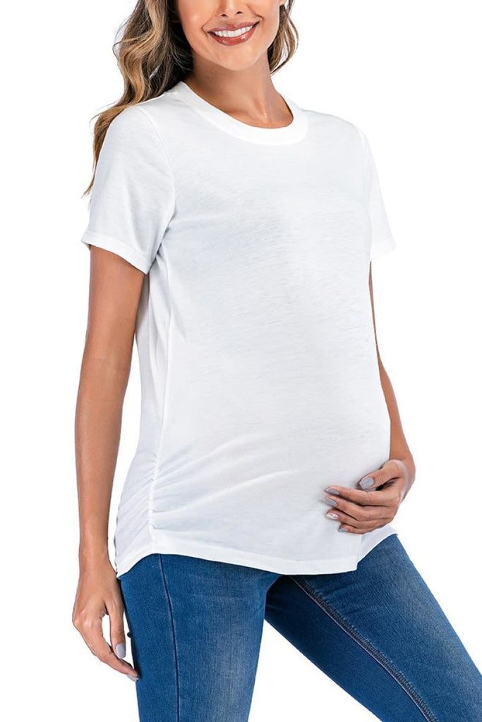 Casual Solid Loose Maternity T-Shirt White / S Tops