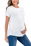 Casual Solid Loose Plus Size Maternity T-shirt
