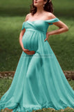 Chic Off-the-shoulder Maternity Photoshoot Dress
