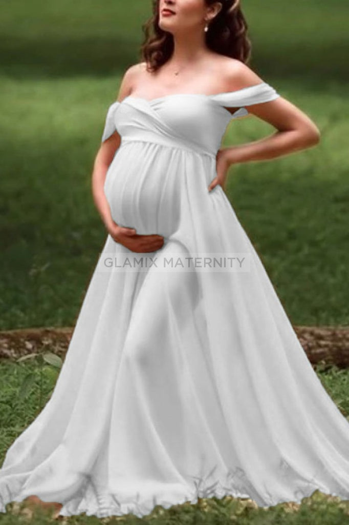 Chic Off-the-shoulder Maternity Photoshoot Dress