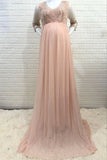 Pregnancy Chiffon Lace Long Maternity Gown Photoshoot Dress