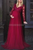 Fabulous A-line Lace Maternity Dress With Sleeves