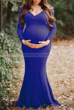 Fabulous Lace Mermaid Maternity Photoshoot Gown With Sleeves