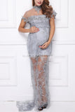 Lace Patchwork Sheer Maternity Photoshoot Dress Dresses