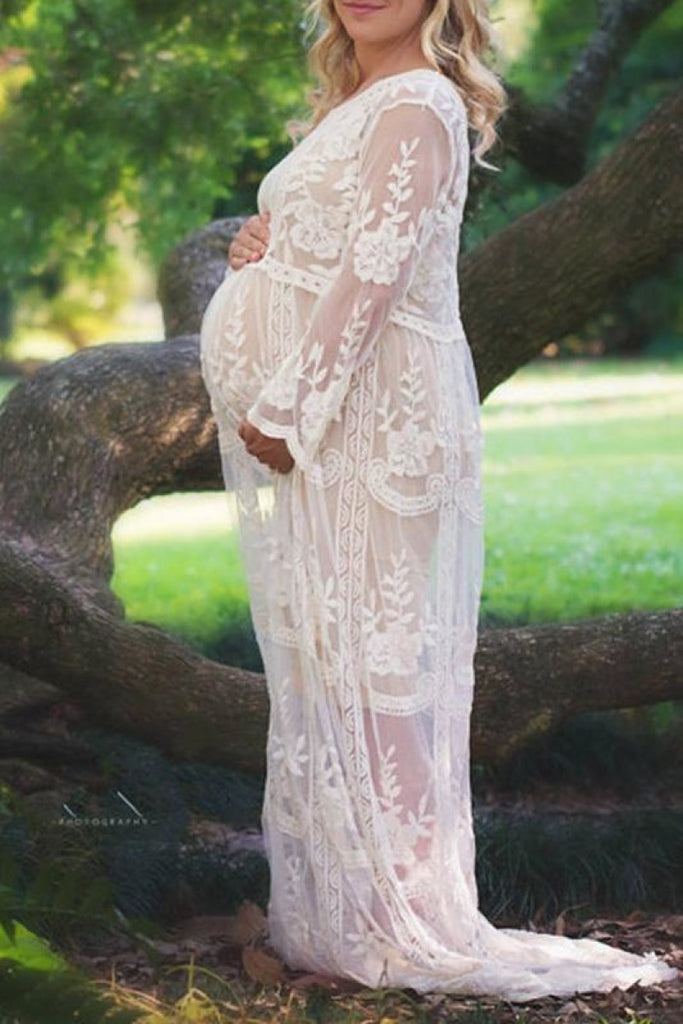 Lace See Through Maternity Photoshoot Dress