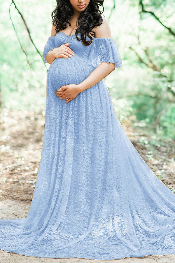 Off Shoulder Lace Maternity Photoshoot Dress