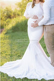 Off Shoulder Mermaid Photoshoot Maternity Gown White / S Dresses