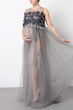 Cheap Tulle Maternity Dress See Through Pregnancy Gown