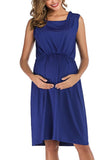 Sleeveless Scoop Loose Maternity & Nursing Dress Blue / S Dresses