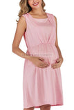 Sleeveless Scoop Loose Maternity & Nursing Dress Pink / S Dresses