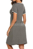 Solid Drawstring Waist Nursing Dress Nightgown