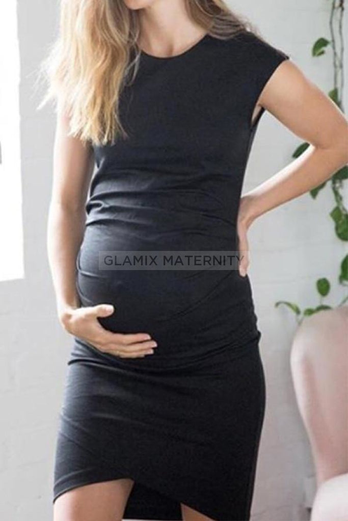 Solid Short Baby Shower Maternity Dress