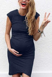 Plus Size Solid Short Baby Shower Maternity Dress