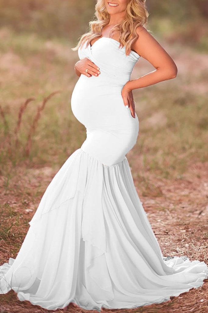 Strapless Mermaid Sweetheart Maternity Photoshoot Gown
