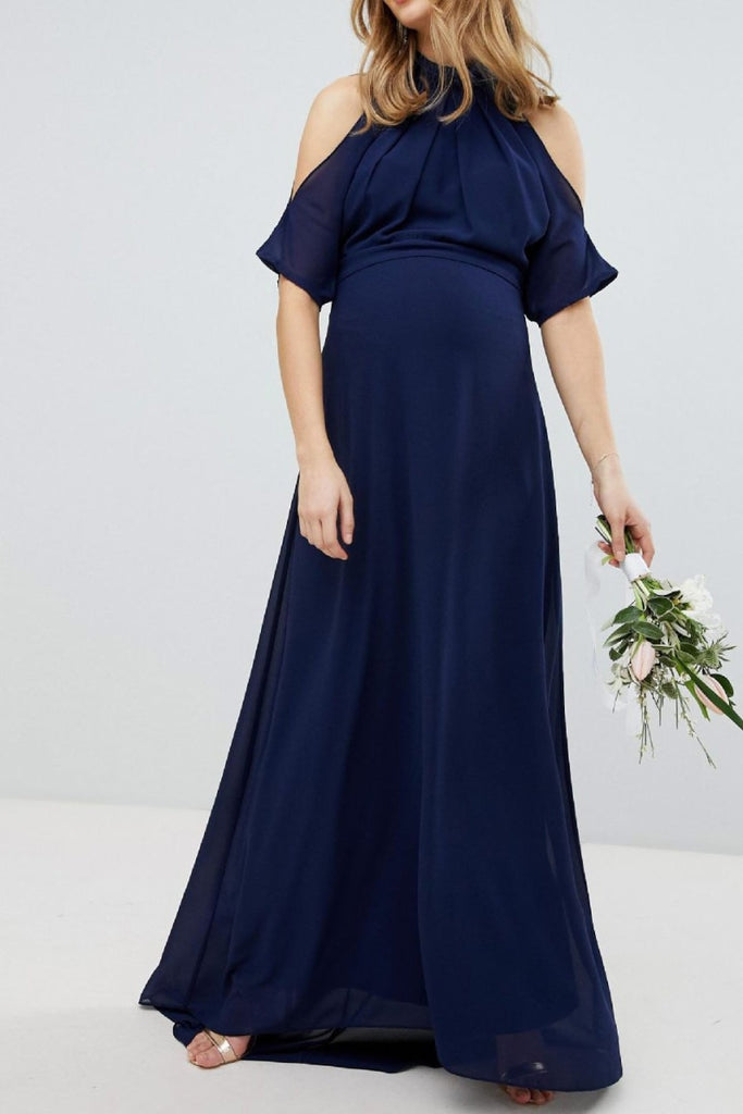 Tie Neck Off Shoulder Plus Size Maternity Gown Glamix Maternity Tie Neck Off Shoulder Plus Size Maternity Gown Glamix Maternity