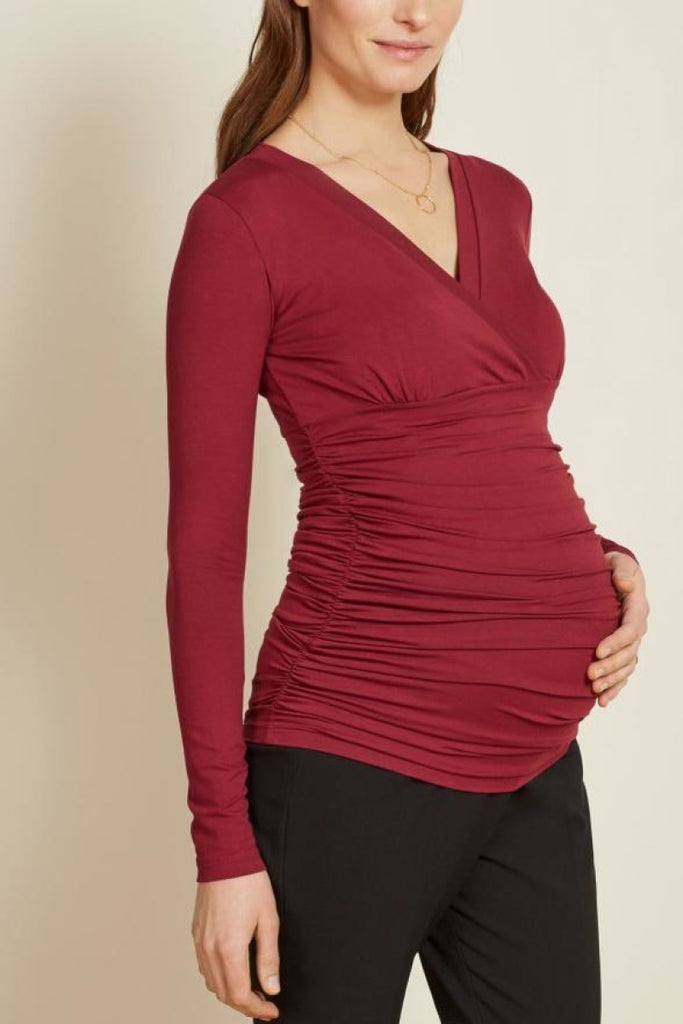 V-neck Maternity T-shirt With Long Sleeves