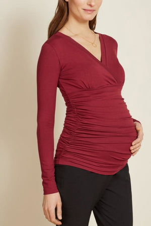 V-neck Maternity T-shirt With Long Sleeves