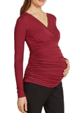 Trendy Ruched Maternity Top With Long Sleeves