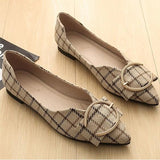 Decor Metal Plaid Flat Closed-toe Shoes