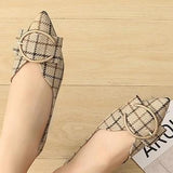 Decor Metal Plaid Flat Closed-toe Shoes